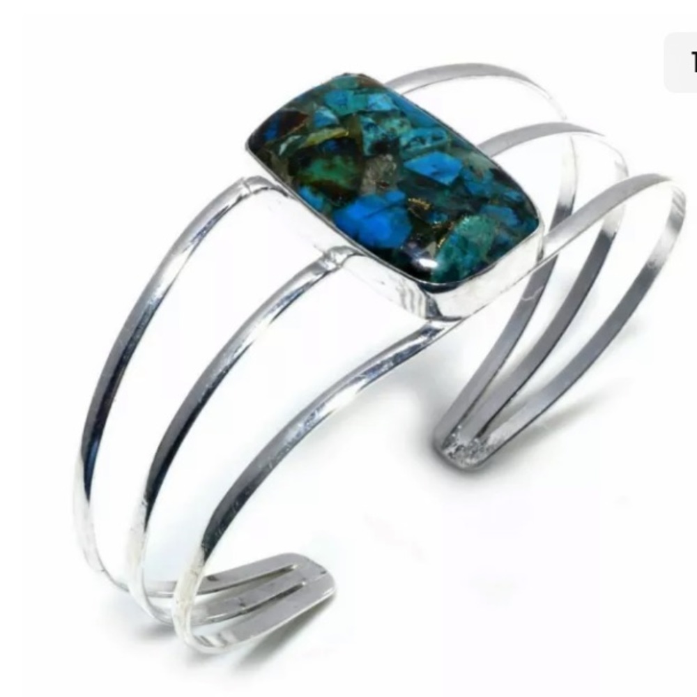 925 Silver NEW Copper Arizona Turquoise Gemstone Cuff Bracelet